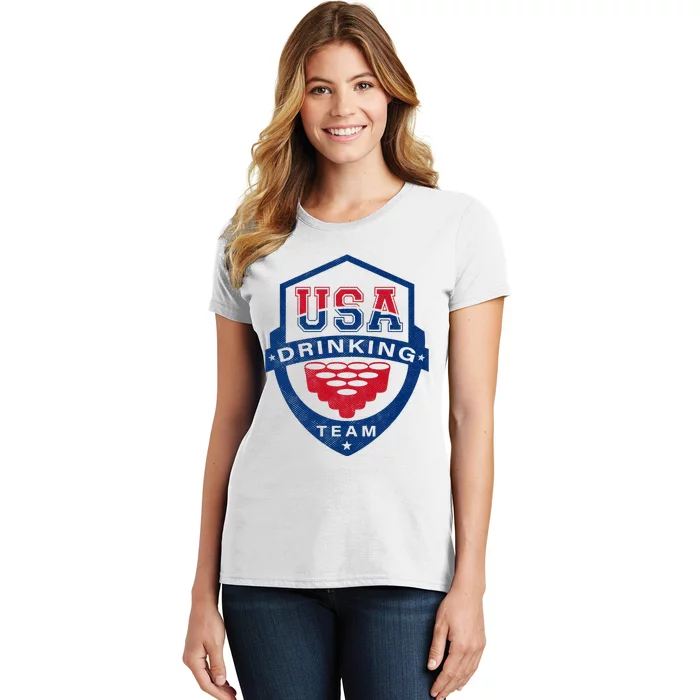 USA Drinking Team 4th Of July Funny Independence Day Drunk Swea Women's T-Shirt