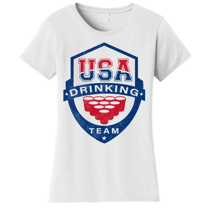 USA Drinking Team 4th Of July Funny Independence Day Drunk Swea Women's T-Shirt