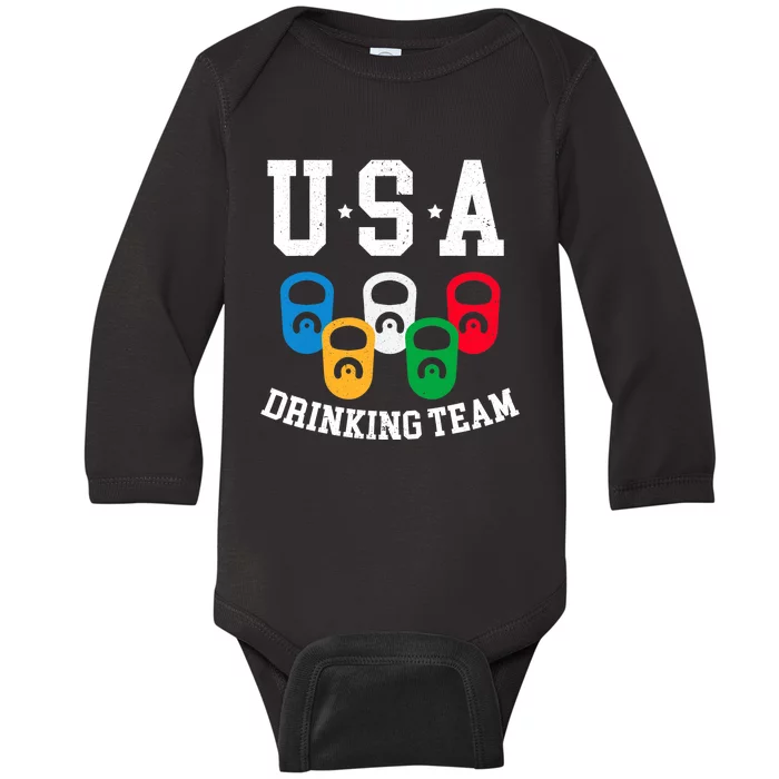 USA Drinking Team for a Team Drinking Beer Lovers Baby Long Sleeve Bodysuit