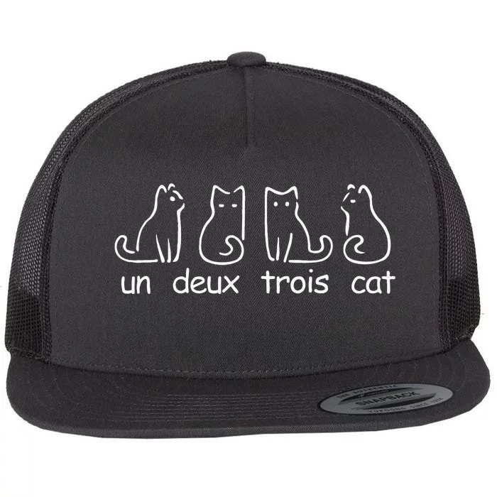 Un Deux Trois Cat Funny Ca Cat Lovers Cat Mom Women Flat Bill Trucker Hat