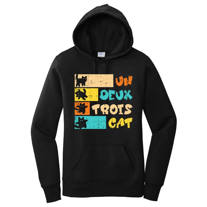 Un Deux Trois Cat French Retro Women's Pullover Hoodie