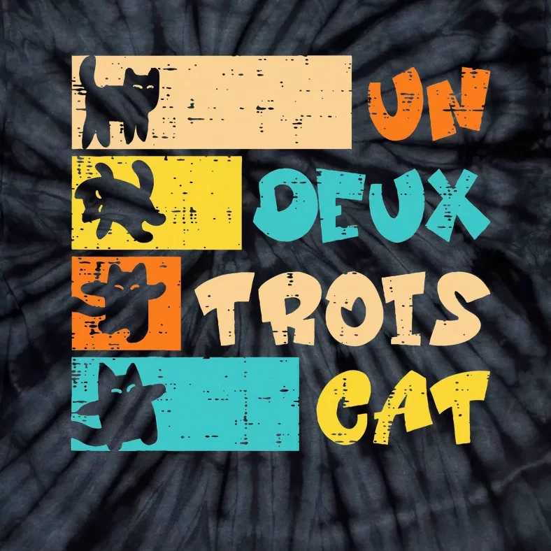 Un Deux Trois Cat French Retro Tie-Dye T-Shirt