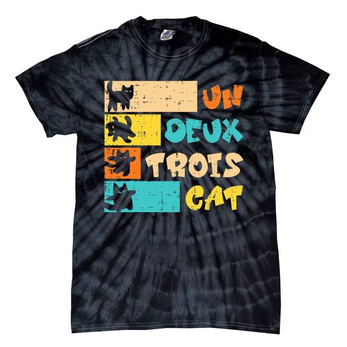 Un Deux Trois Cat French Retro Tie-Dye T-Shirt