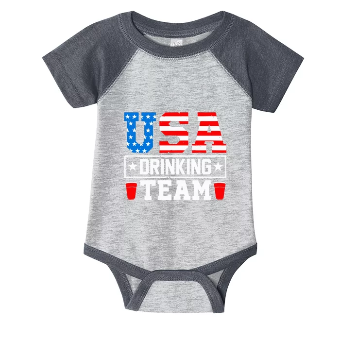 USA Drinking Team Funny Drinking Beer Lover Gift Infant Baby Jersey Bodysuit