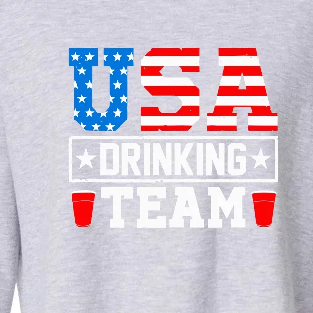 USA Drinking Team Funny Drinking Beer Lover Gift Cropped Pullover Crew