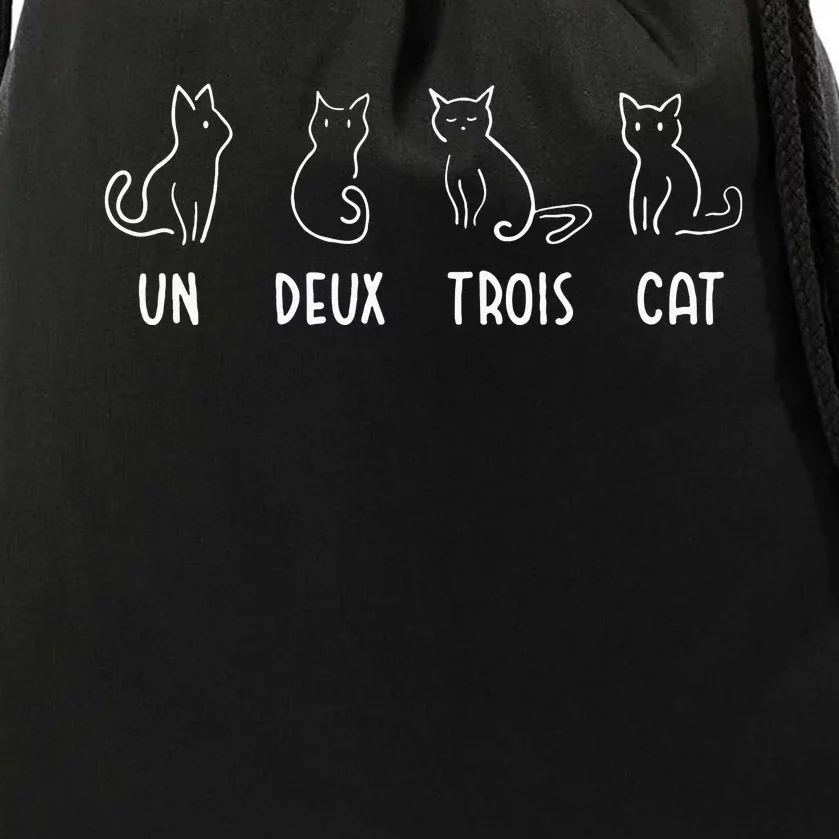 Un Deux Trois Cat Gift Funny French Pet Animal Joke Quote Drawstring Bag