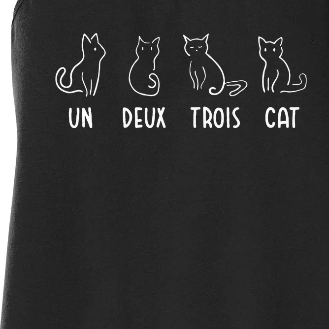 Un Deux Trois Cat Gift Funny French Pet Animal Joke Quote Women's Racerback Tank