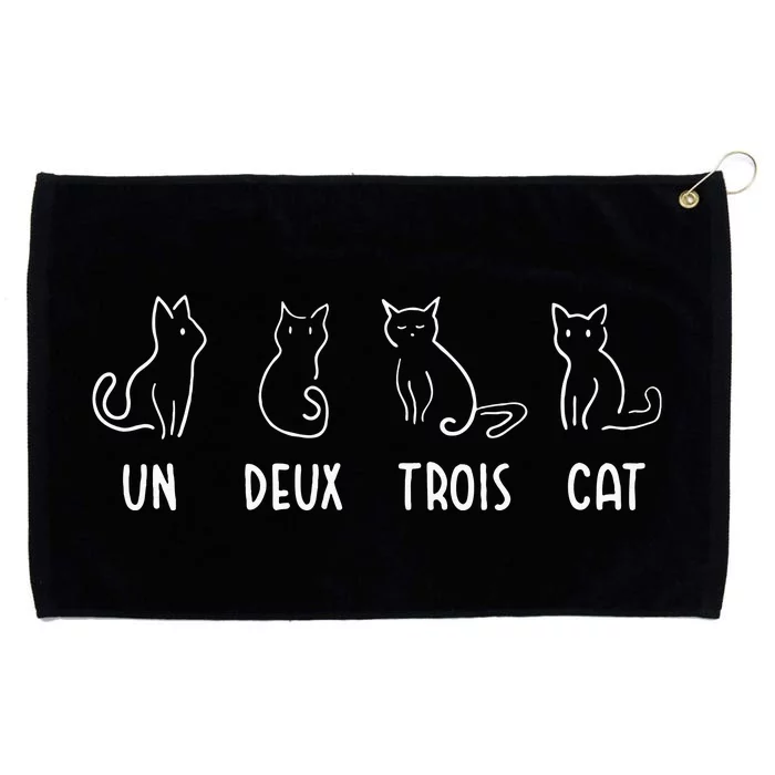 Un Deux Trois Cat Gift Funny French Pet Animal Joke Quote Grommeted Golf Towel