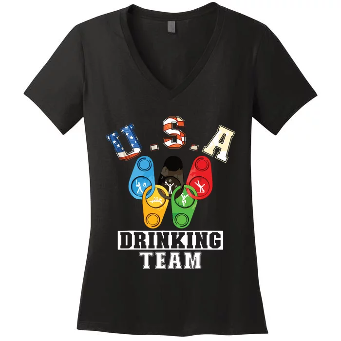 Usa Drinking Team Beer Drinking Team Women's V-Neck T-Shirt