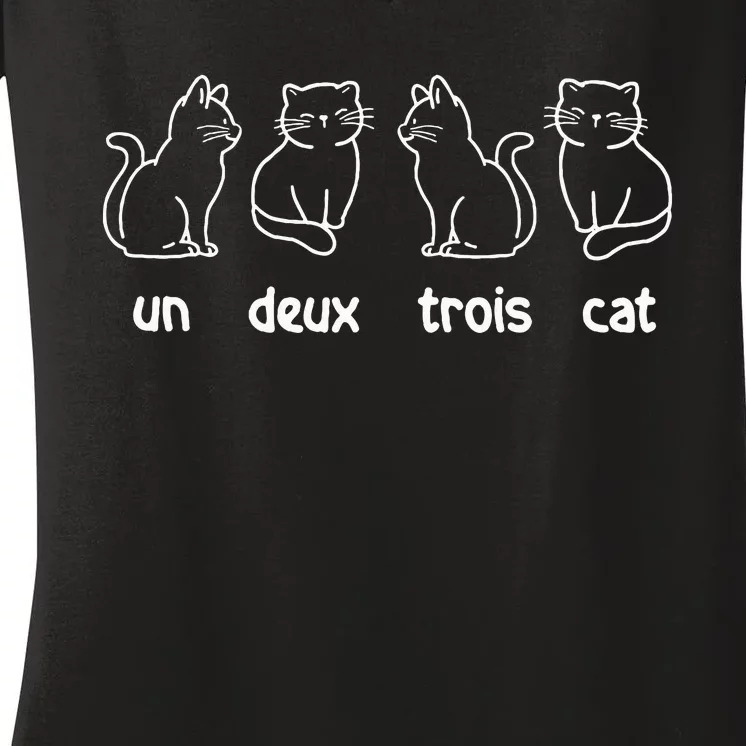 Un Deux Trois Cat French Cat Lover Kitty Owner Women's V-Neck T-Shirt