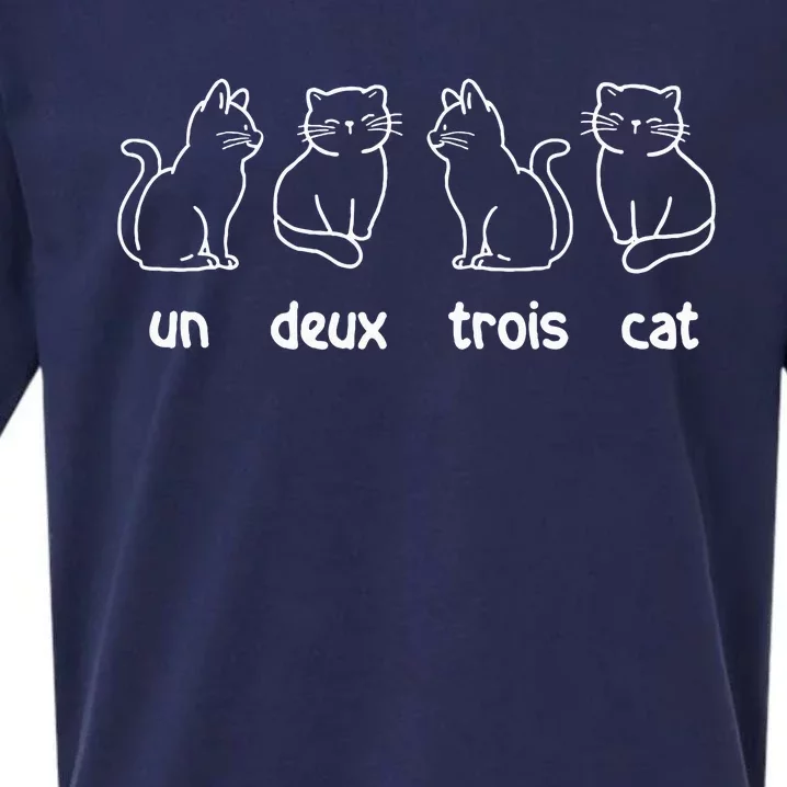 Un Deux Trois Cat French Cat Lover Kitty Owner Sueded Cloud Jersey T-Shirt