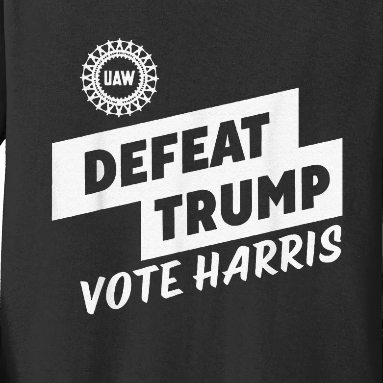 Uaw Defeat Trump Is A Scap Vote Harris Kids Long Sleeve Shirt