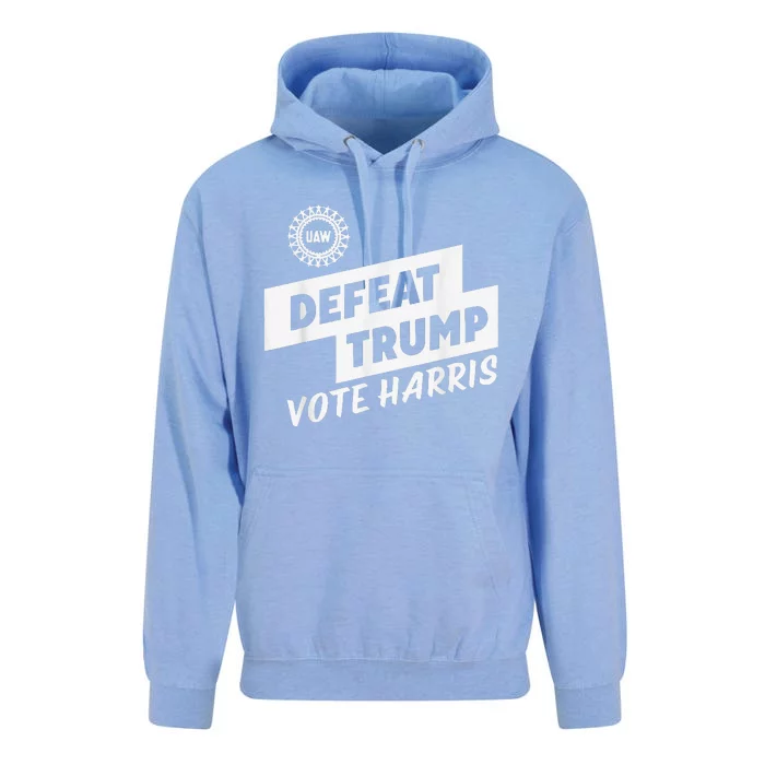 Uaw Defeat Trump Is A Scap Vote Harris Unisex Surf Hoodie