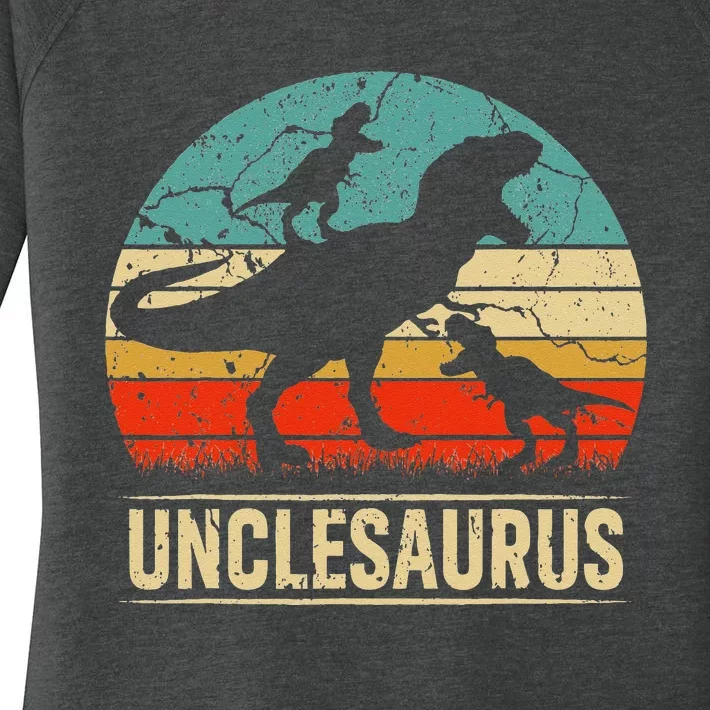 Uncle Dinosaur T Rex Unclesaurus 2 Kids Family Matching Women's Perfect Tri Tunic Long Sleeve Shirt