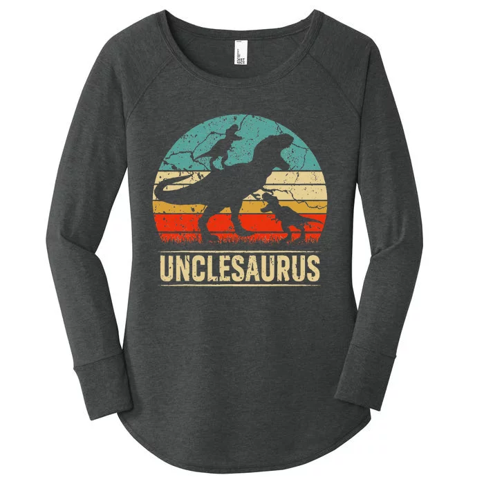 Uncle Dinosaur T Rex Unclesaurus 2 Kids Family Matching Women's Perfect Tri Tunic Long Sleeve Shirt