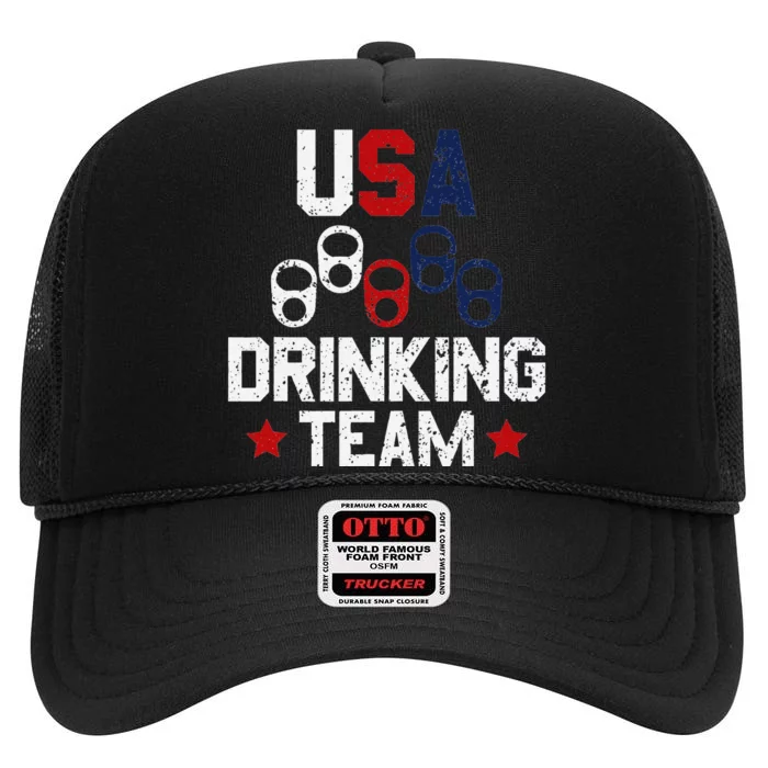 Usa Drinking Team Flag High Crown Mesh Trucker Hat