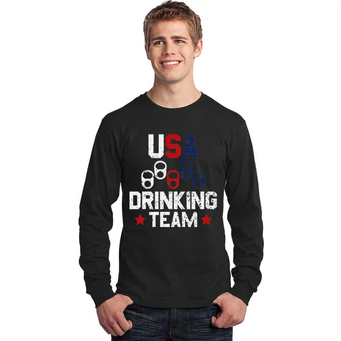 Usa Drinking Team Flag Tall Long Sleeve T-Shirt