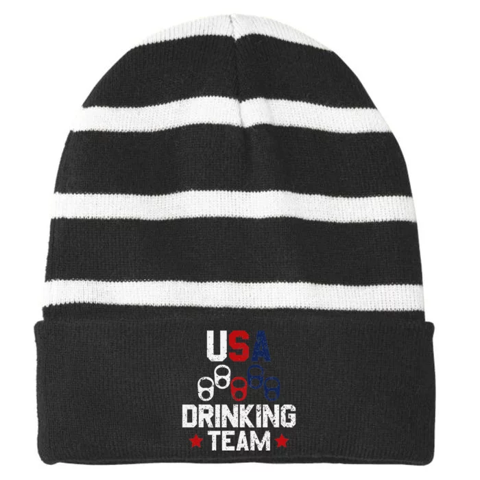 Usa Drinking Team Flag Striped Beanie with Solid Band