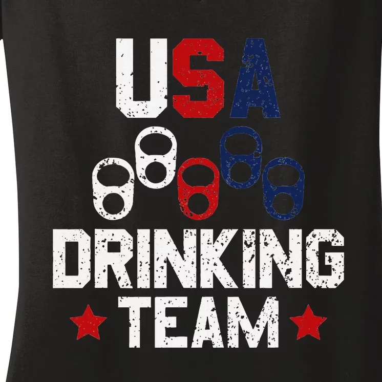 Usa Drinking Team Flag Women's V-Neck T-Shirt