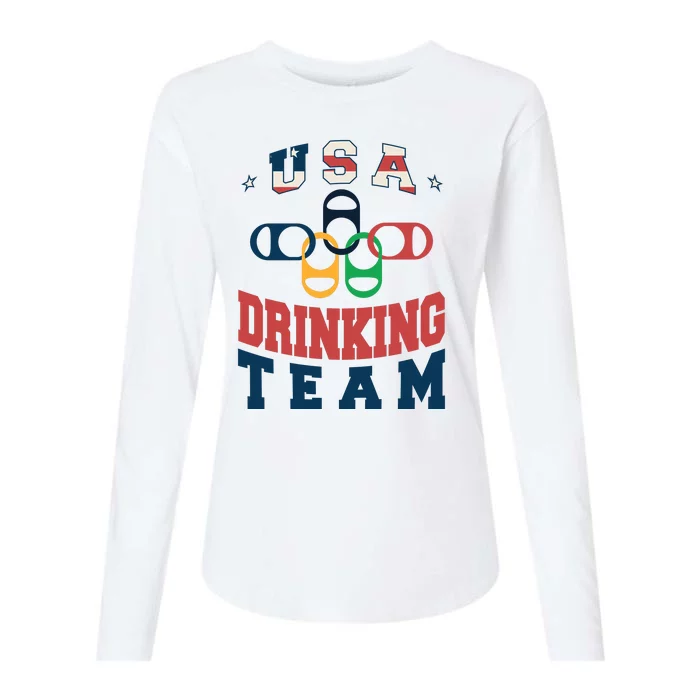 USA Drinking Team Olympics Womens Cotton Relaxed Long Sleeve T-Shirt