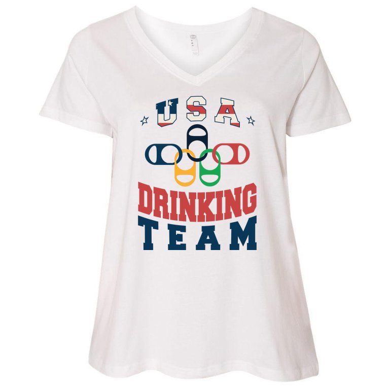USA Drinking Team Olympics Women's V-Neck Plus Size T-Shirt