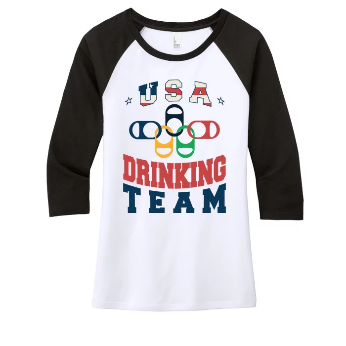 USA Drinking Team Olympics Women's Tri-Blend 3/4-Sleeve Raglan Shirt