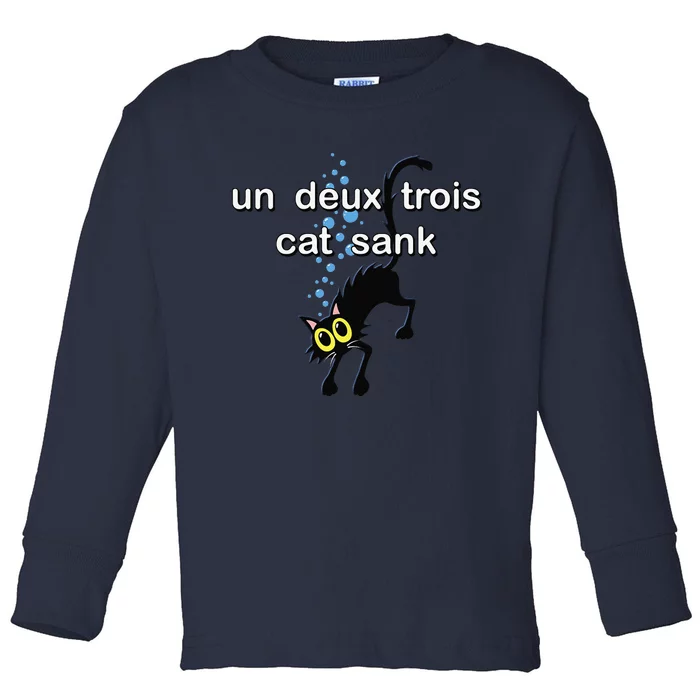 Un Deux Trois Cat Funny French Language Cute Cat Toddler Long Sleeve Shirt