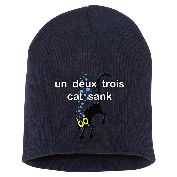 Un Deux Trois Cat Funny French Language Cute Cat Short Acrylic Beanie