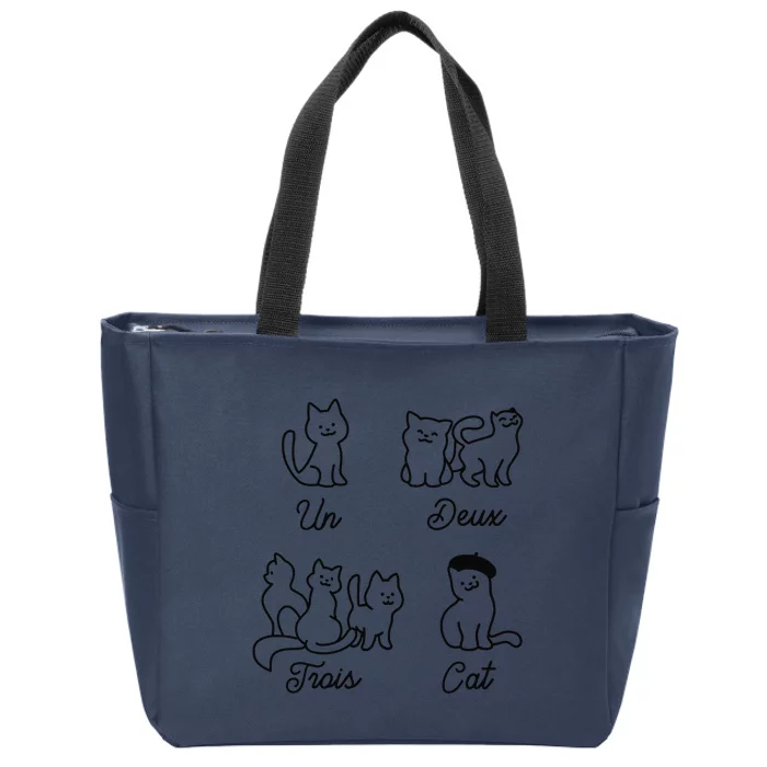 Un Deux Trois Cat Funny Zip Tote Bag