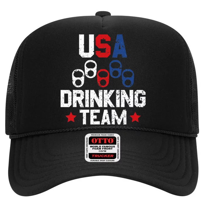 Usa Drinking Team Flag High Crown Mesh Trucker Hat