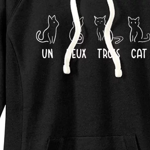 Un Deux Trois Cat Gift Funny French Pet Animal Joke Quote Women's Fleece Hoodie