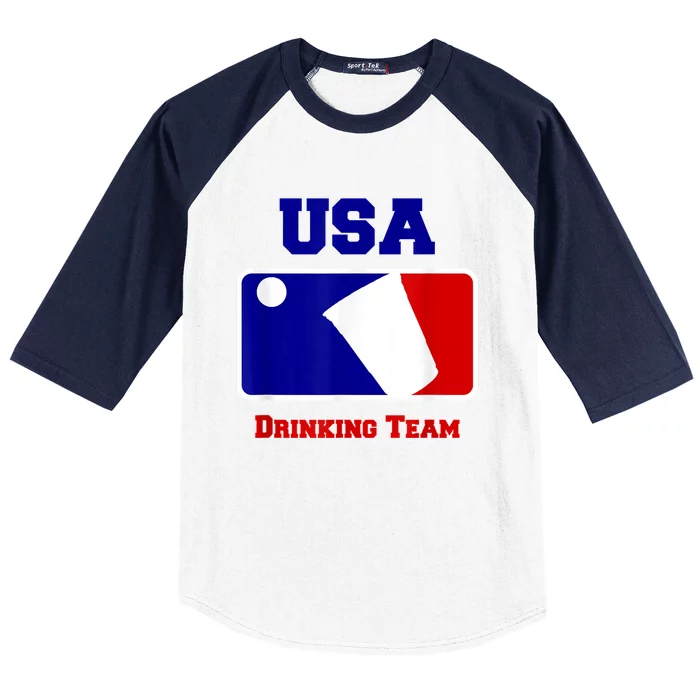 Usa Drinking Team Funny Party Beer Pong Games Baseball Sleeve Shirt