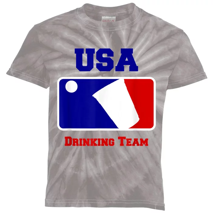 Usa Drinking Team Funny Party Beer Pong Games Kids Tie-Dye T-Shirt