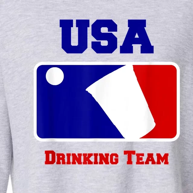 Usa Drinking Team Funny Party Beer Pong Games Cropped Pullover Crew