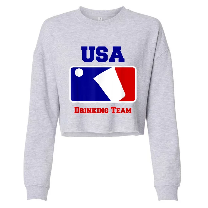 Usa Drinking Team Funny Party Beer Pong Games Cropped Pullover Crew