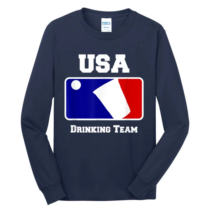 Usa Drinking Team Funny Party Beer Pong Games Tall Long Sleeve T-Shirt