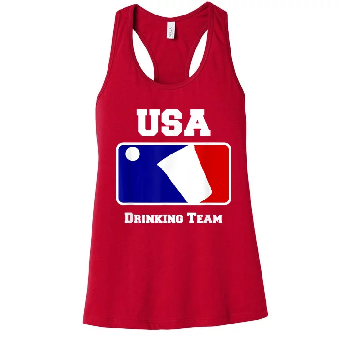 Usa Drinking Team Funny Party Beer Pong Games Women's Racerback Tank