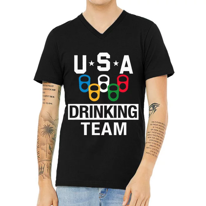 Usa Drinking Team Beer Party V-Neck T-Shirt