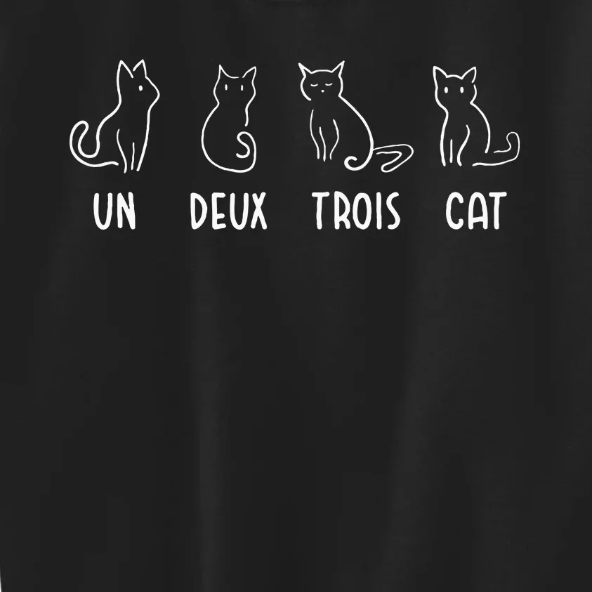 Un Deux Trois Cat Gift Funny French Pet Animal Joke Quote Kids Sweatshirt