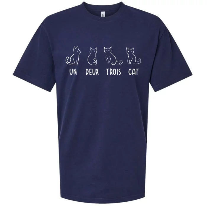 Un Deux Trois Cat Gift Funny French Pet Animal Joke Quote Sueded Cloud Jersey T-Shirt