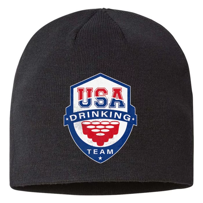 USA Drinking Team 4th of July Funny Independence Day Drunk 8 1/2in Sustainable Knit Beanie