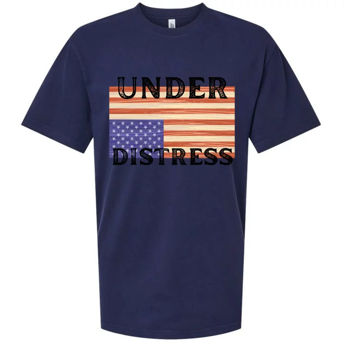 Under Distress Upside Down American Flag USA Sueded Cloud Jersey T-Shirt