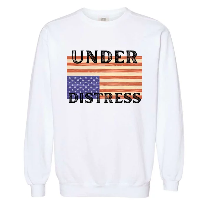 Under Distress Upside Down American Flag USA Garment-Dyed Sweatshirt