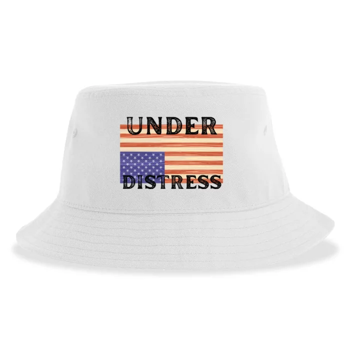 Under Distress Upside Down American Flag USA Sustainable Bucket Hat