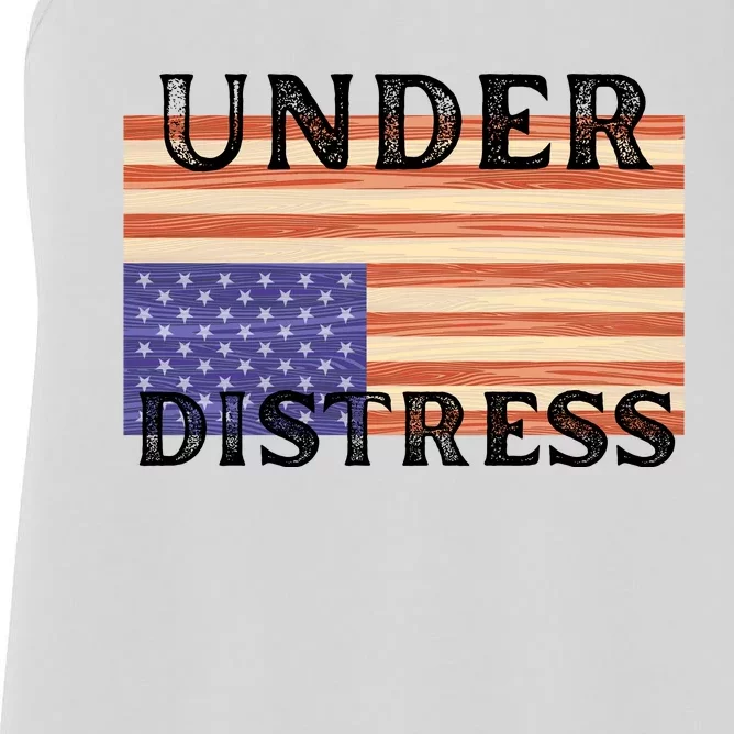 Under Distress Upside Down American Flag USA Women's Racerback Tank