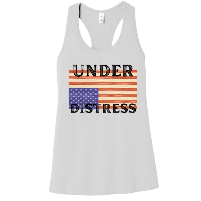 Under Distress Upside Down American Flag USA Women's Racerback Tank