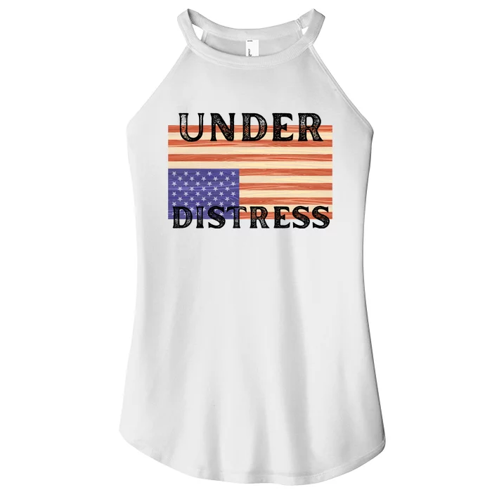 Under Distress Upside Down American Flag USA Women’s Perfect Tri Rocker Tank