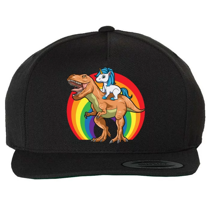 Unicorn Dinosaur Unicorn Riding Dinosaur Trex Cute Gift Wool Snapback Cap