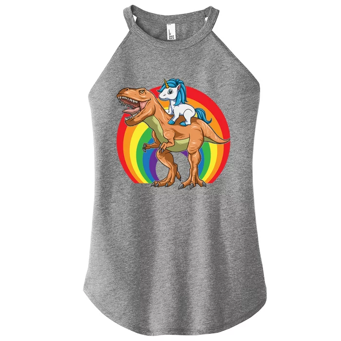 Unicorn Dinosaur Unicorn Riding Dinosaur Trex Cute Gift Women’s Perfect Tri Rocker Tank