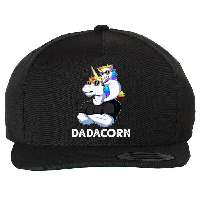 Unicorn Dad Unicorn Lovers Father's Day Dadacorn Wool Snapback Cap